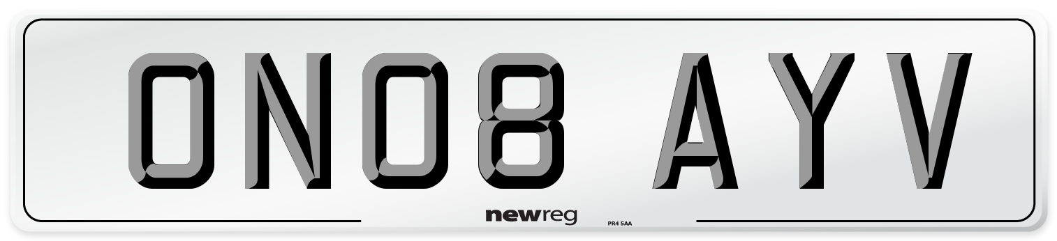 ON08 AYV Number Plate from New Reg